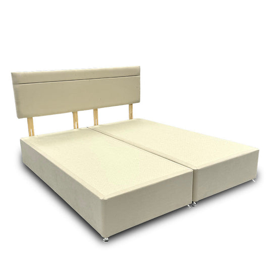 ‘Capella’ Cream Velvet Divan Base + Headboard - Super King