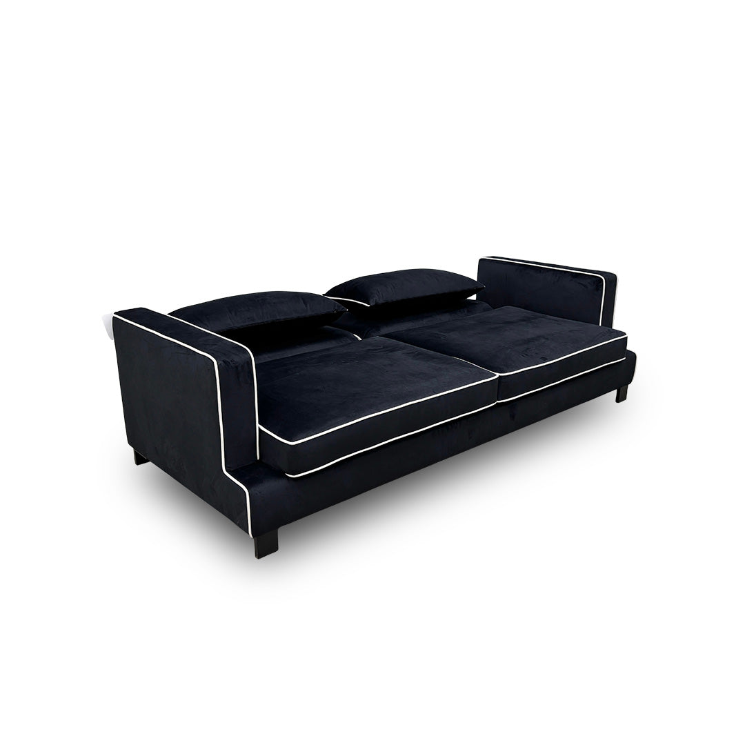 ‘Demure’ Black Demure Velvet 4 Seater Sofa Bed