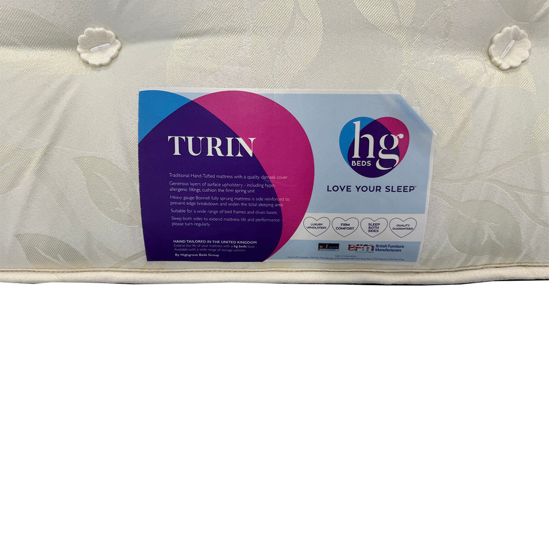 ‘Turin’ Hypoallergenic Firm Fully Pocket Sprung Double Sided Mattress - Super King