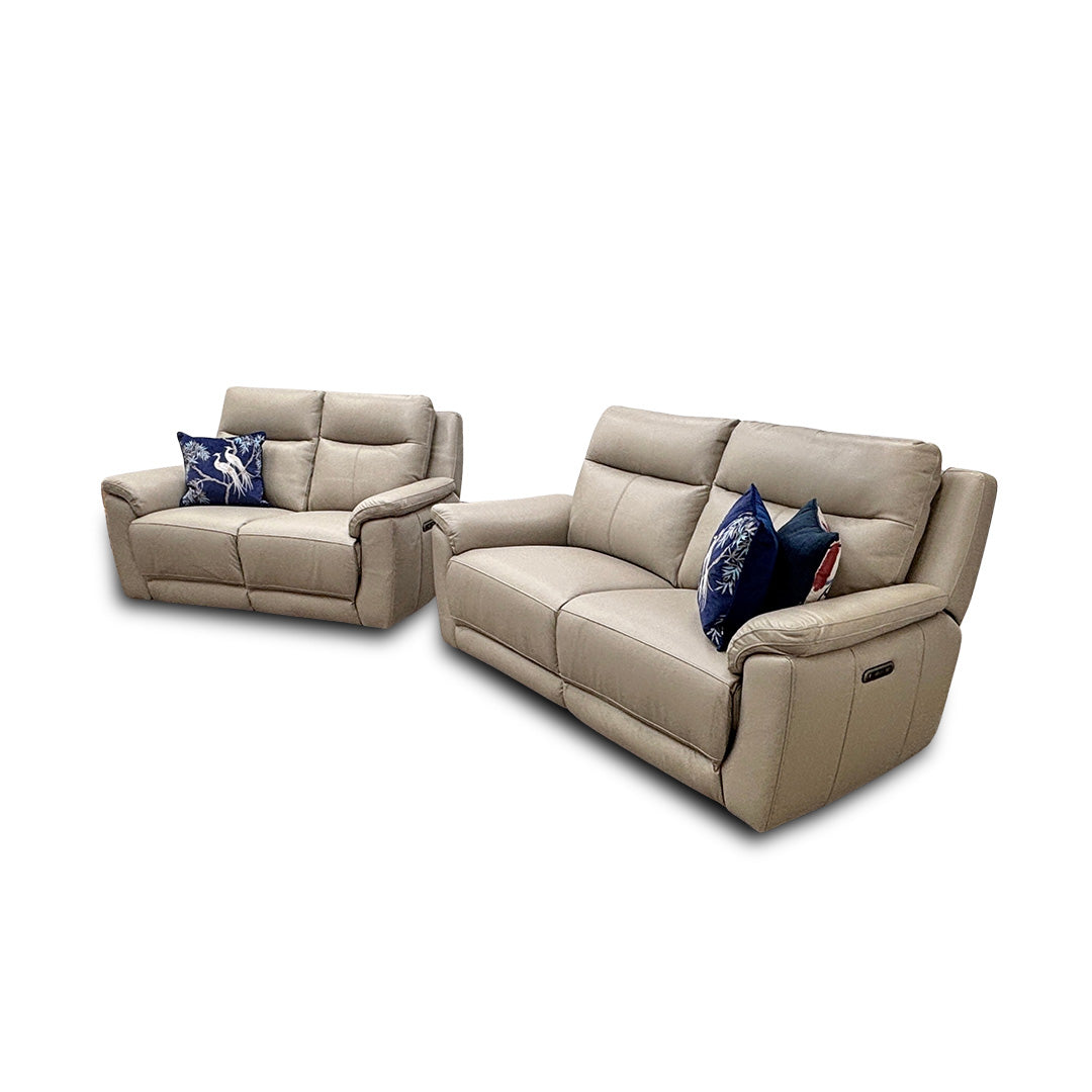 'Bobby' Leather Cat-55/83 Lead Grey 3 + 2 Seater Power Recliner Sofa Set