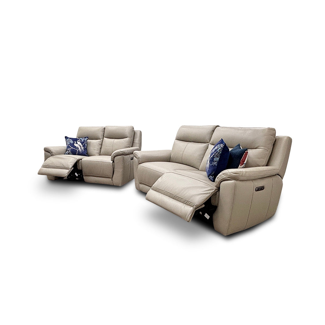 'Bobby' Leather Cat-55/83 Lead Grey 3 + 2 Seater Power Recliner Sofa Set