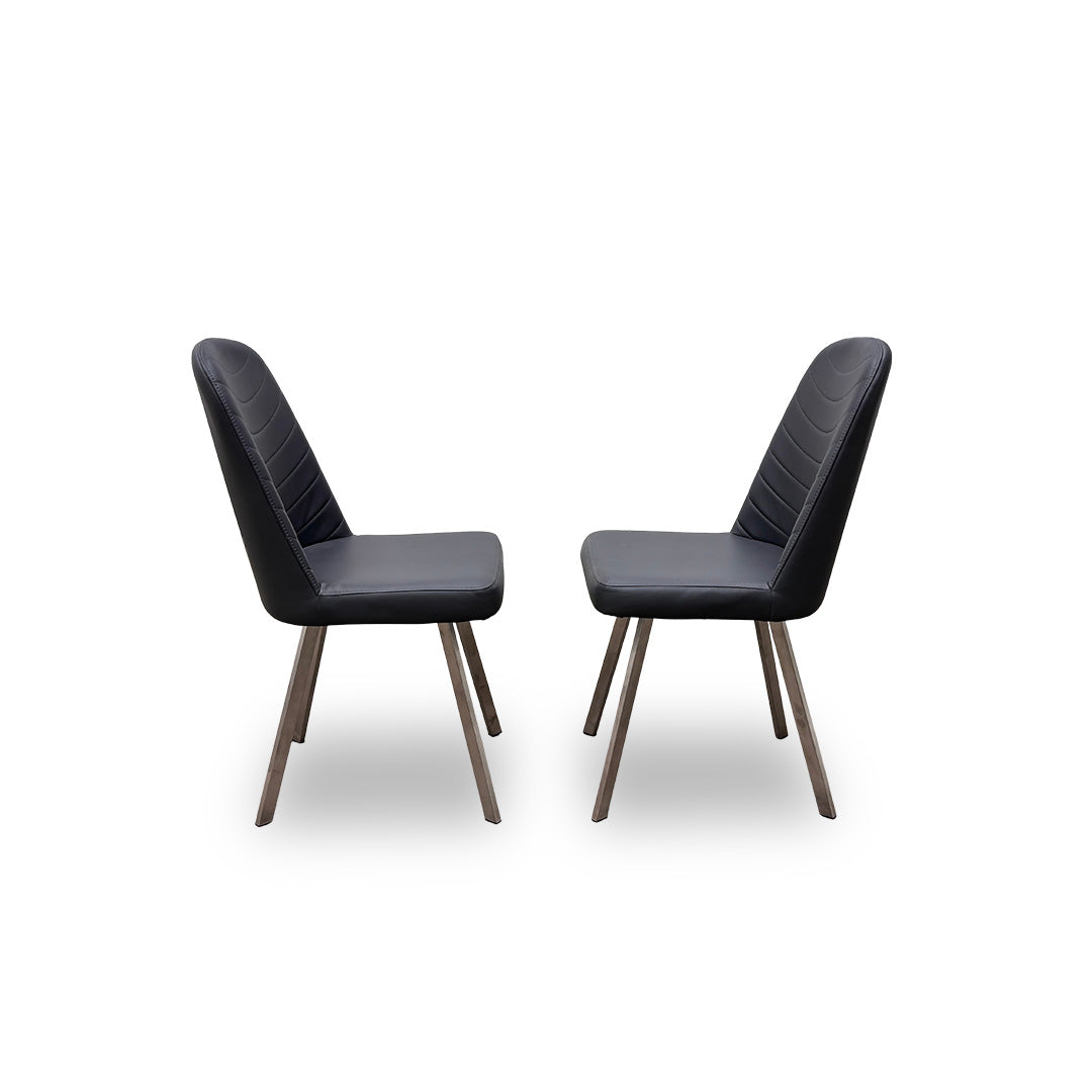 ‘Evolution’ Grey Faux Leather Dining Chairs - Set of 2