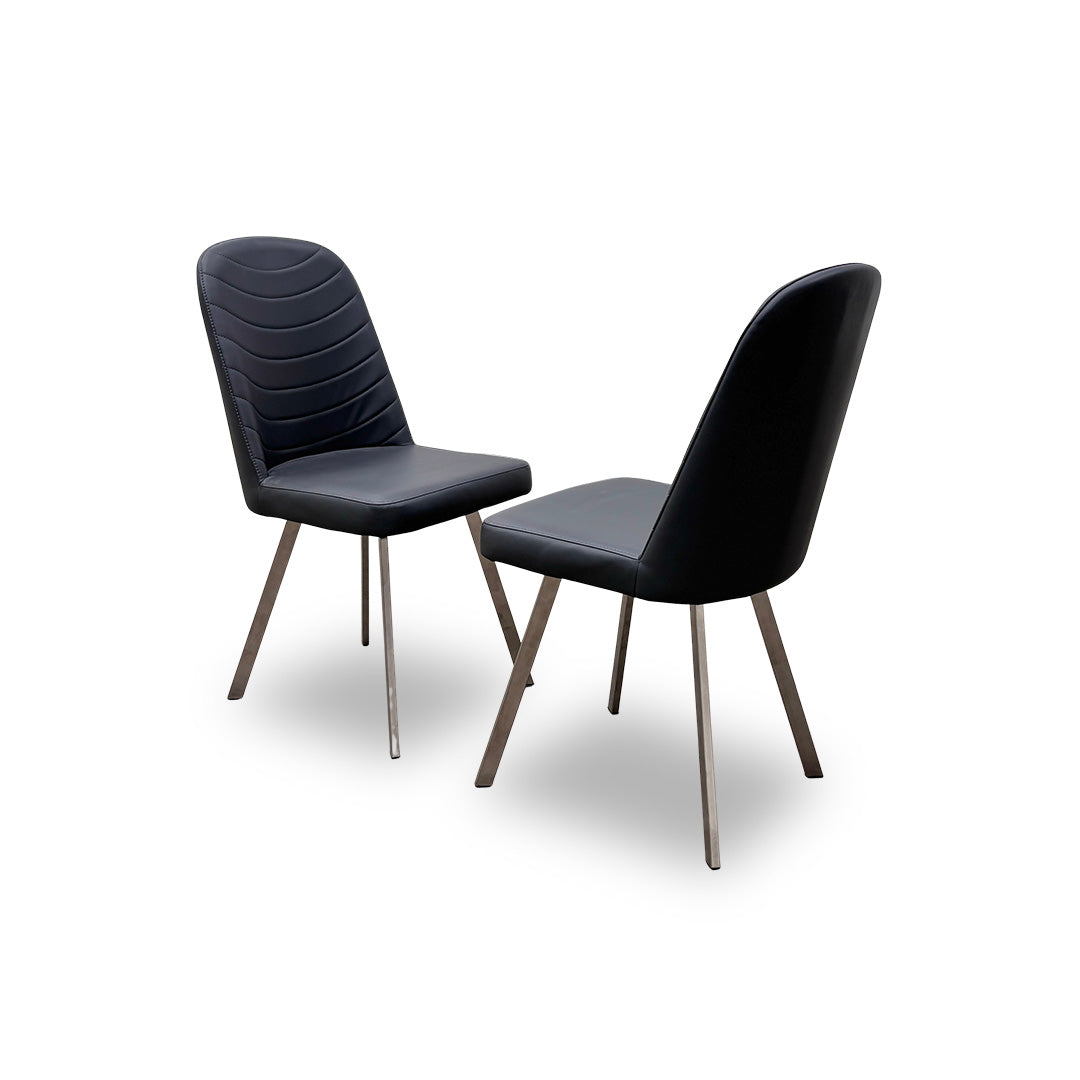 ‘Evolution’ Grey Faux Leather Dining Chairs - Set of 2