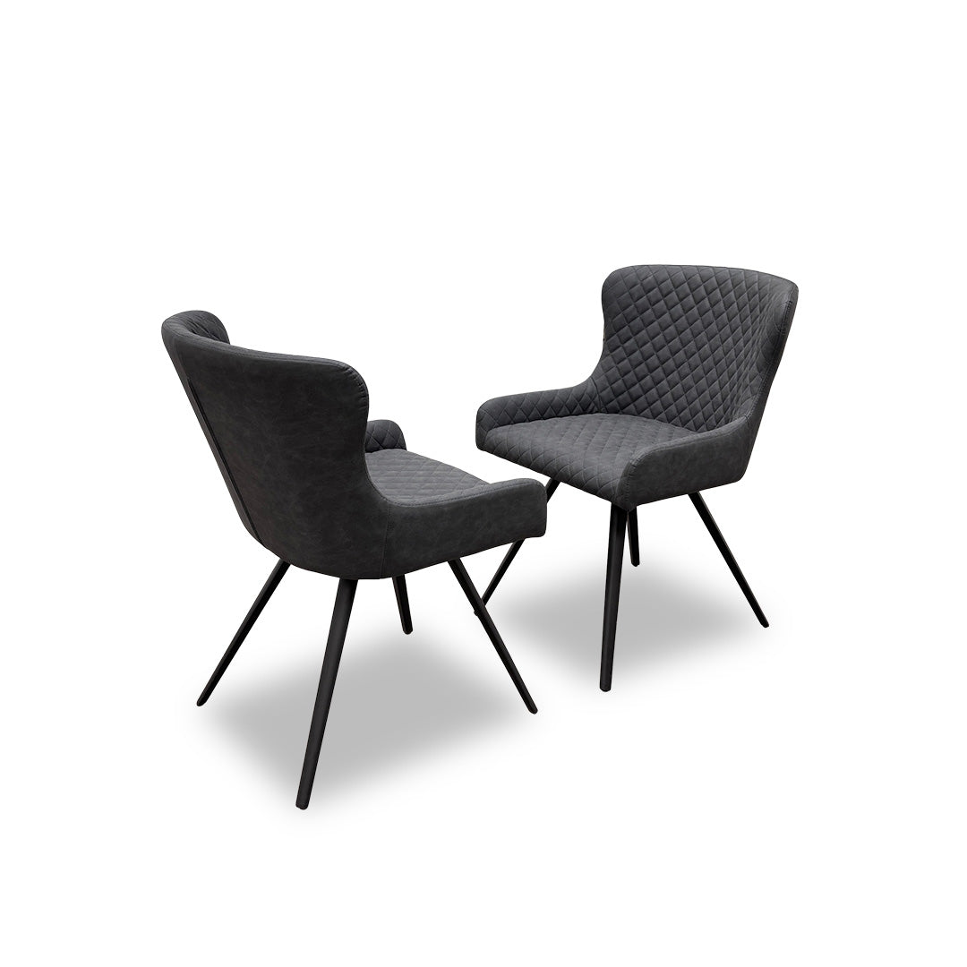 ‘Messina’ Graphite Grey Faux Leather Dining Chairs - Set of 2