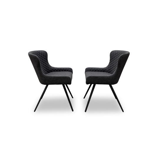 ‘Messina’ Graphite Grey Faux Leather Dining Chairs - Set of 2