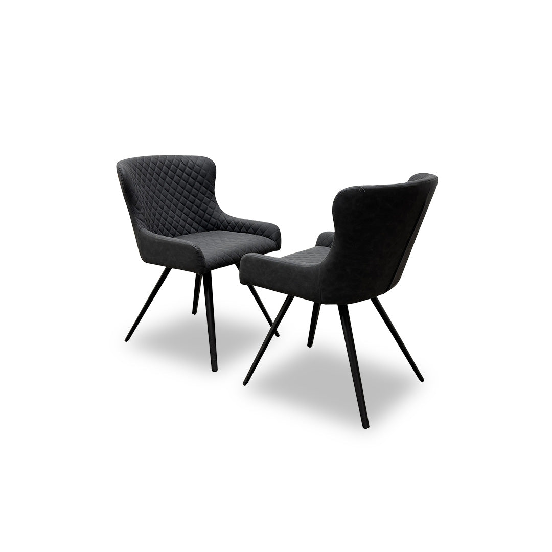 ‘Messina’ Graphite Grey Faux Leather Dining Chairs - Set of 2