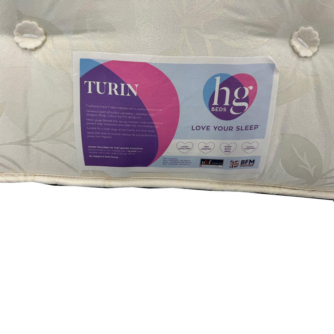 'Turin' Hypoallergenic Firm Fully Pocket Sprung Double Sided Mattress - Double