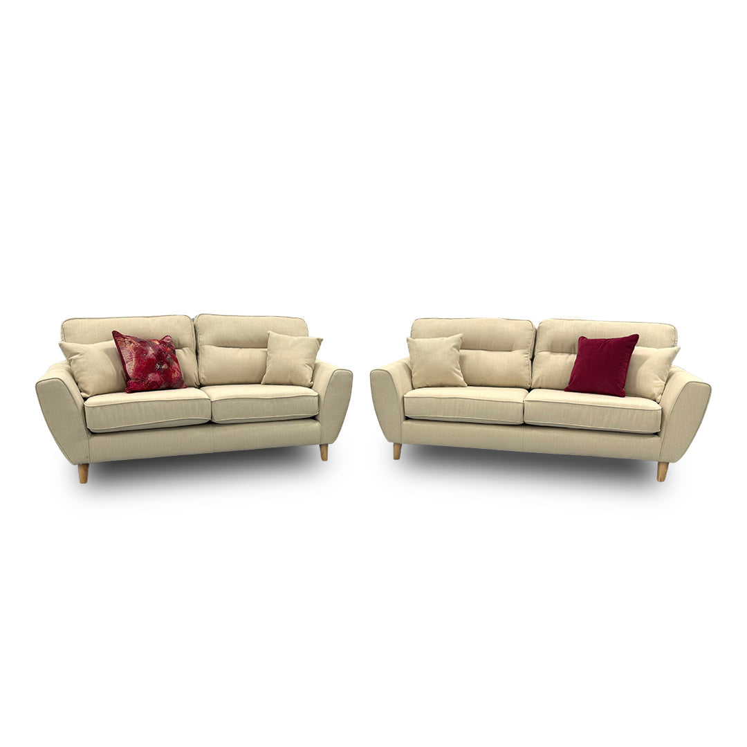 ‘Hetty’ Natural Cream Fabric 3 + 2 Seater Sofa Set