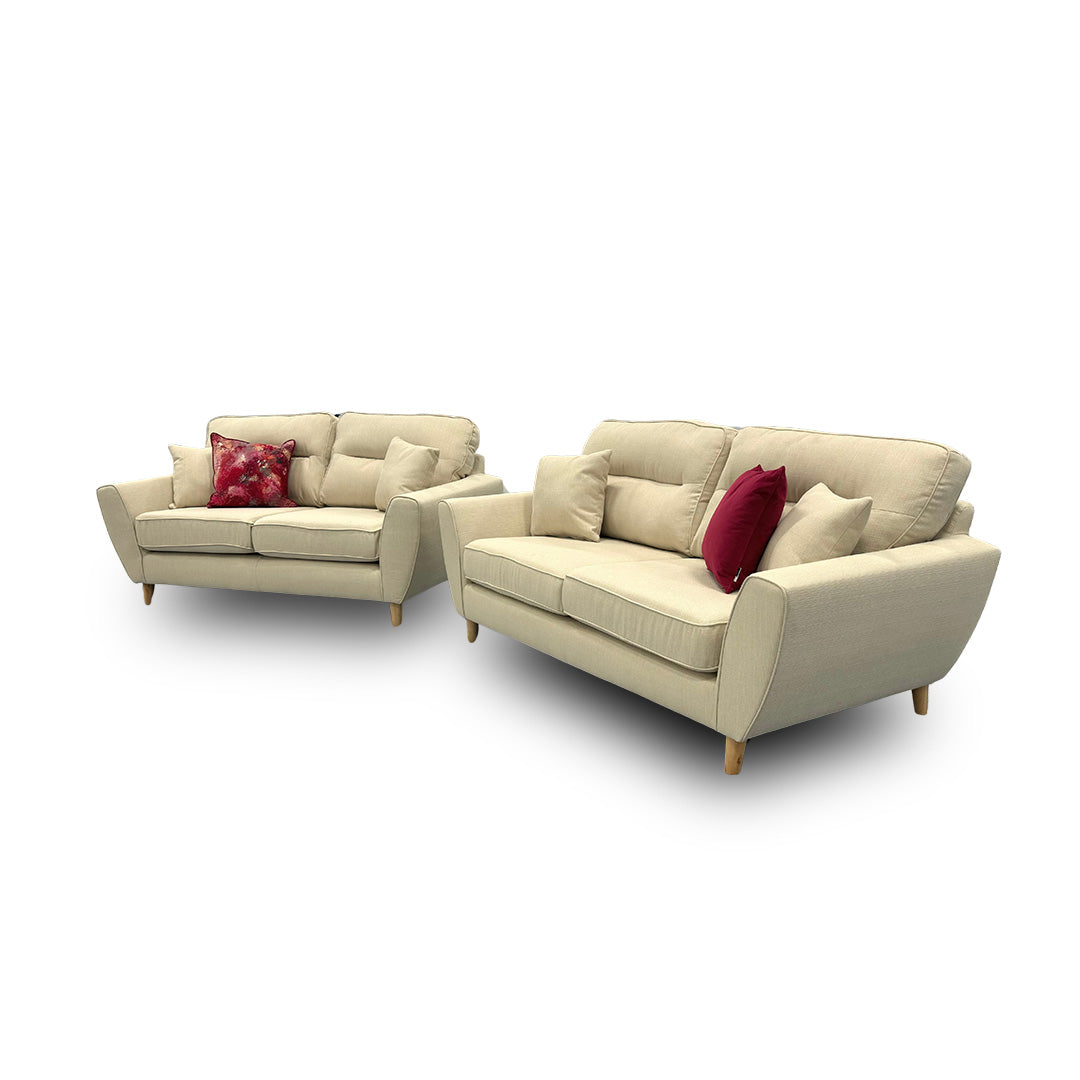 ‘Hetty’ Natural Cream Fabric 3 + 2 Seater Sofa Set