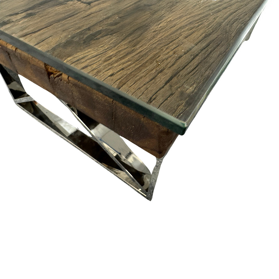 ‘Chennai’ Rustic Wood Dining Table with X-Shaped Legs