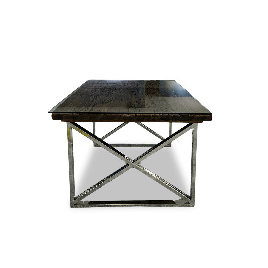 ‘Chennai’ Rustic Wood Dining Table with X-Shaped Legs