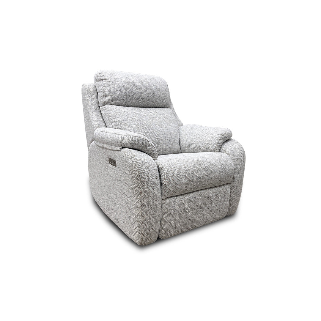 G Plan 'Kingsbury' B010 Nebular Pebble Fabric Power Recliner Armchair with Power Headrests and Power Lumbar