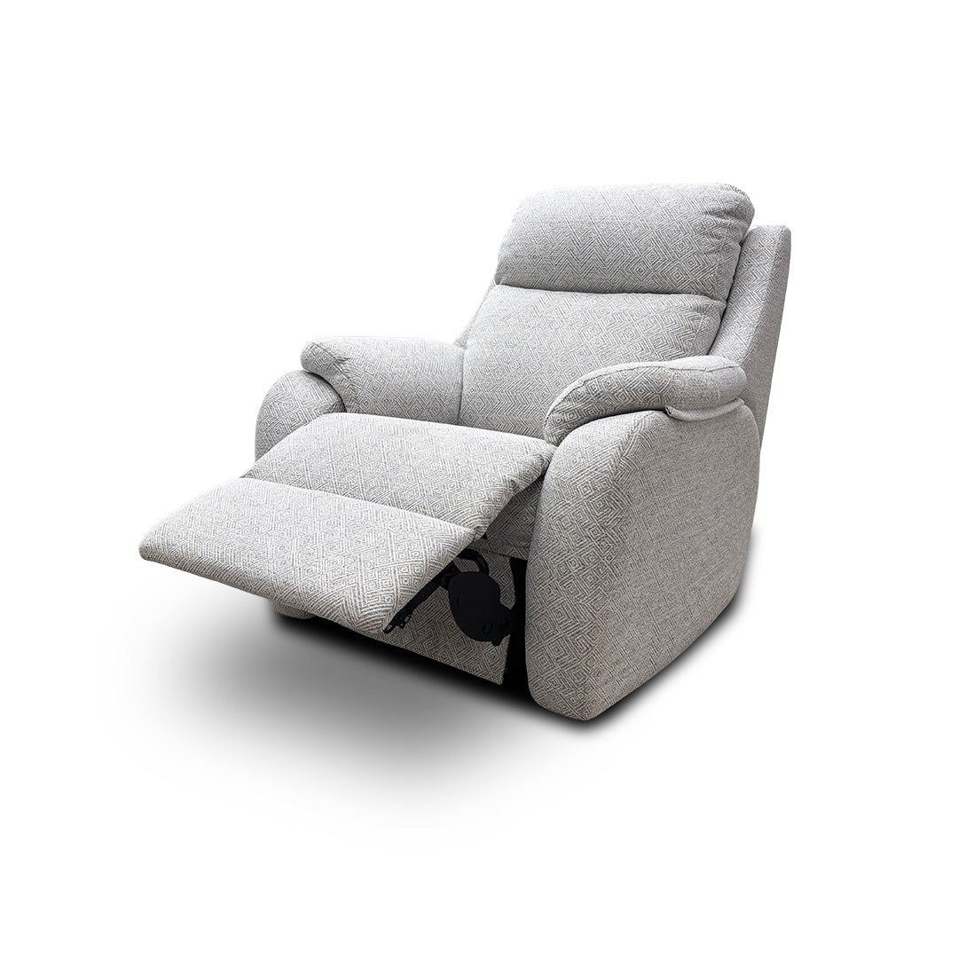G Plan 'Kingsbury' B010 Nebular Pebble Fabric Power Recliner Armchair with Power Headrests and Power Lumbar