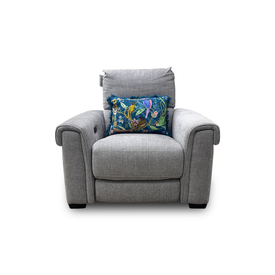 ‘Nixon’ Fab-Mil-R451 Pewter Fabric Power Recliner Chair