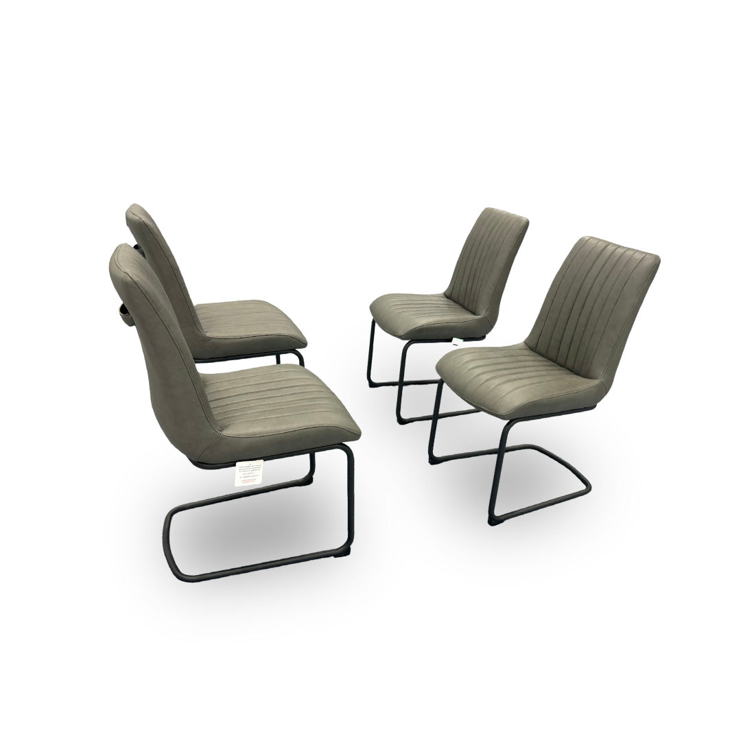 Bodahl ‘Terra’ Grey Faux Leather Set of 4 Fixed Dining Chairs