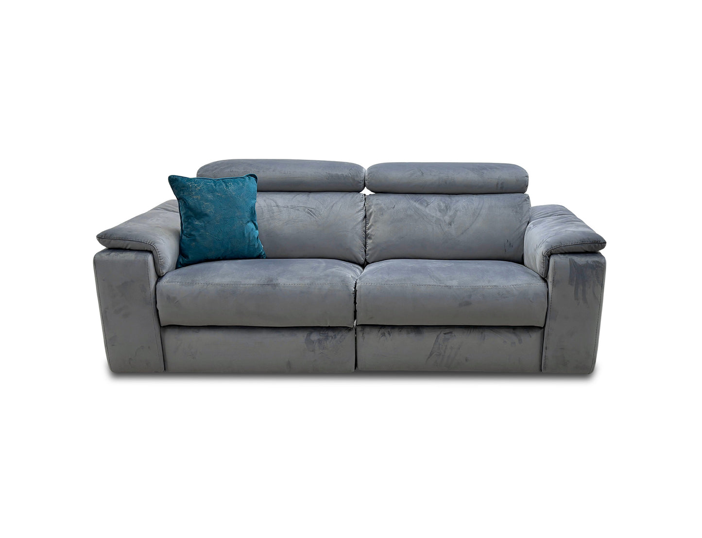 Nicoletti 'Davide' Selma Grigio Grey Velvet 3 Seater Power Recliner Sofa