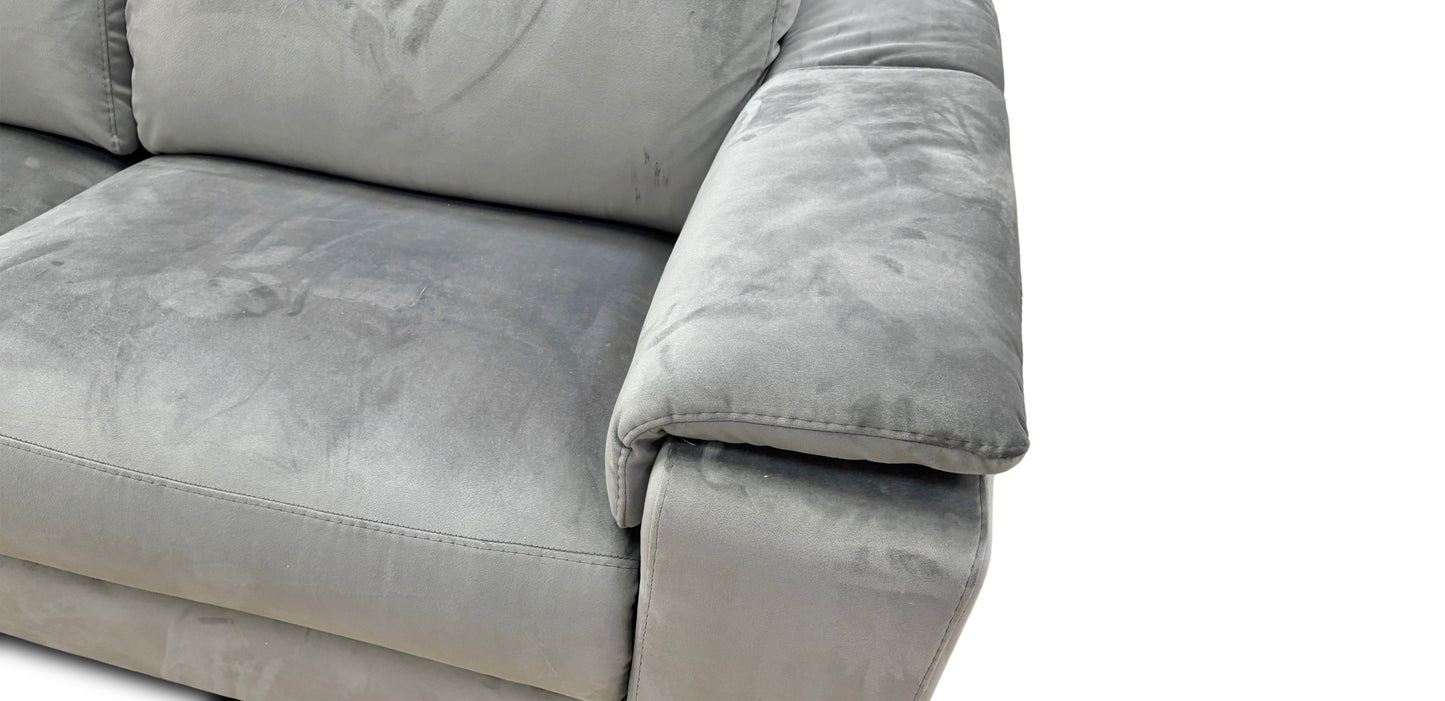 Nicoletti 'Davide' Selma Grigio Grey Velvet 3 Seater Power Recliner Sofa