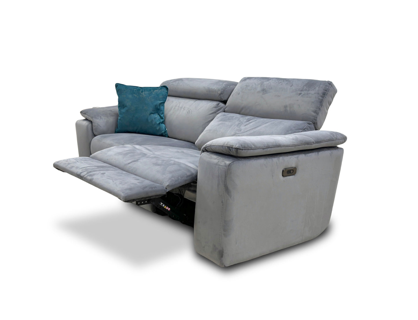 Nicoletti 'Davide' Selma Grigio Grey Velvet 3 Seater Power Recliner Sofa