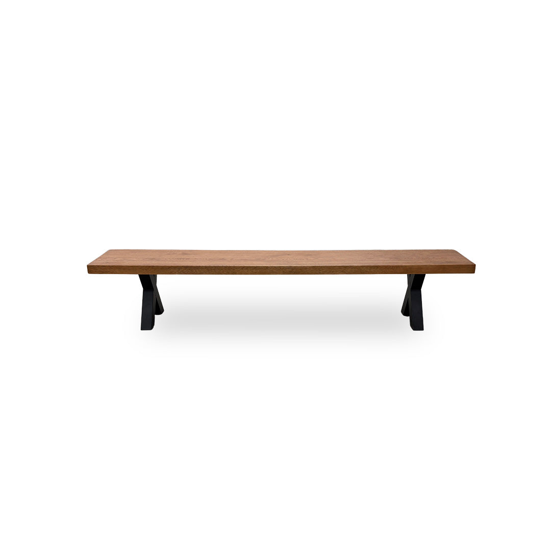 Bodahl 'Njord' 06 Old Bassano Solid Oak 240cm Dining Bench with Metal Shaped X-Legs
