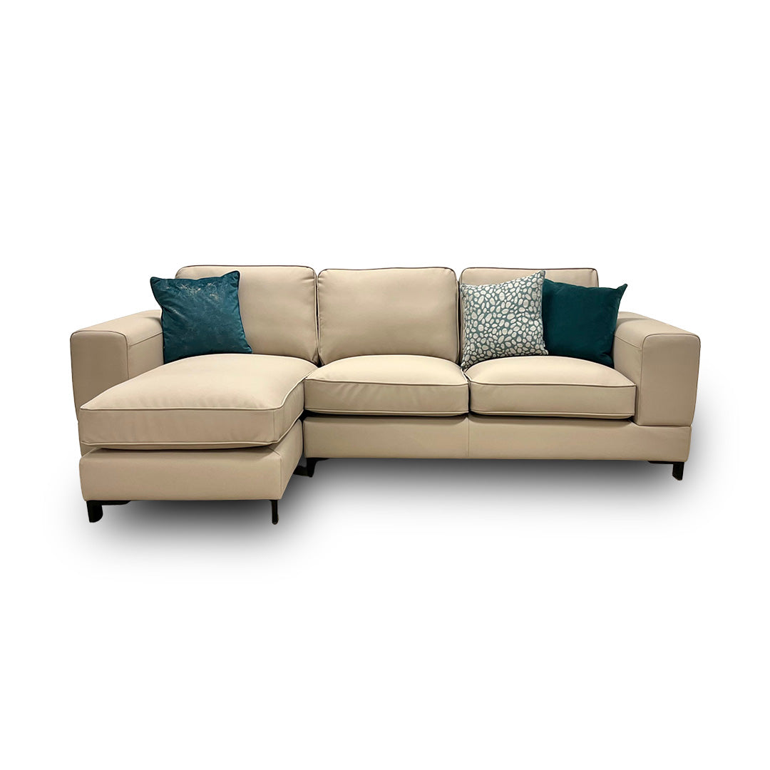 ‘Gianna’ Mocha R-Leather Left Hand Facing Chaise End Sofa