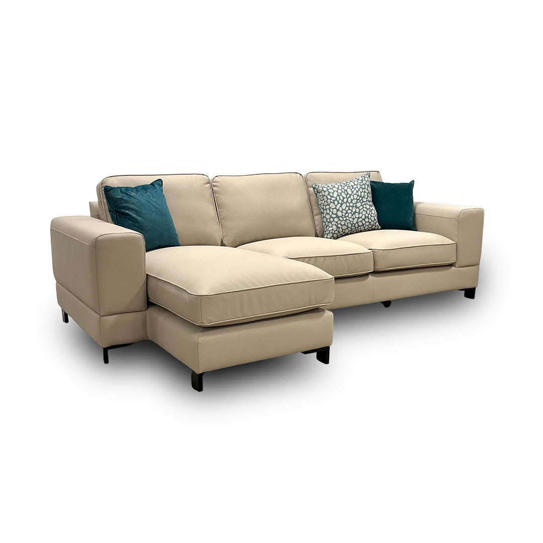 ‘Gianna’ Mocha R-Leather Left Hand Facing Chaise End Sofa