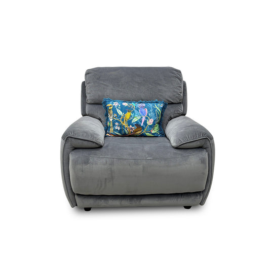 World of Leather ‘Link’ Fab-Mil-R451 Pewter Velvet Armchair