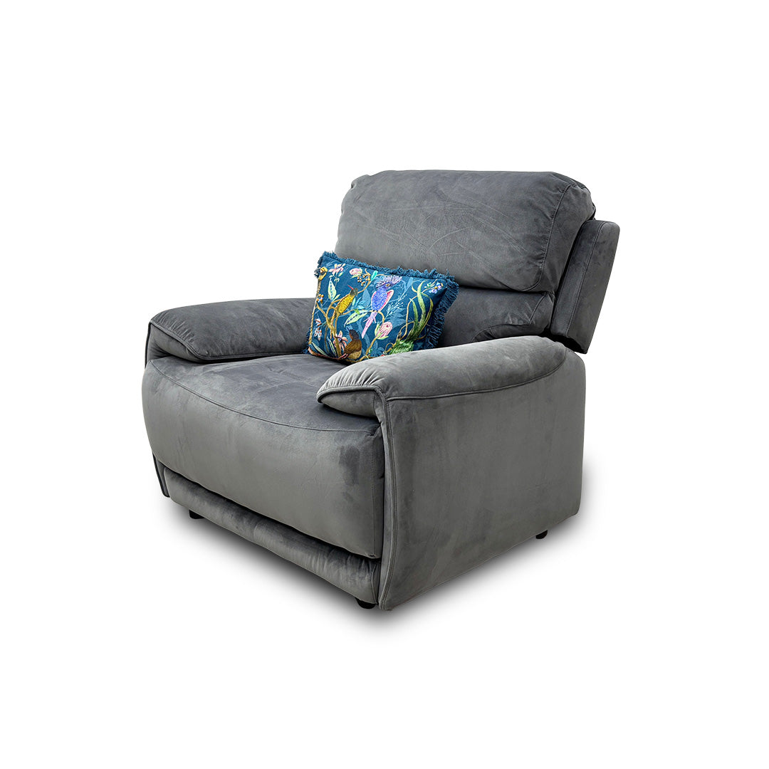 World of Leather ‘Link’ Fab-Mil-R451 Pewter Velvet Armchair