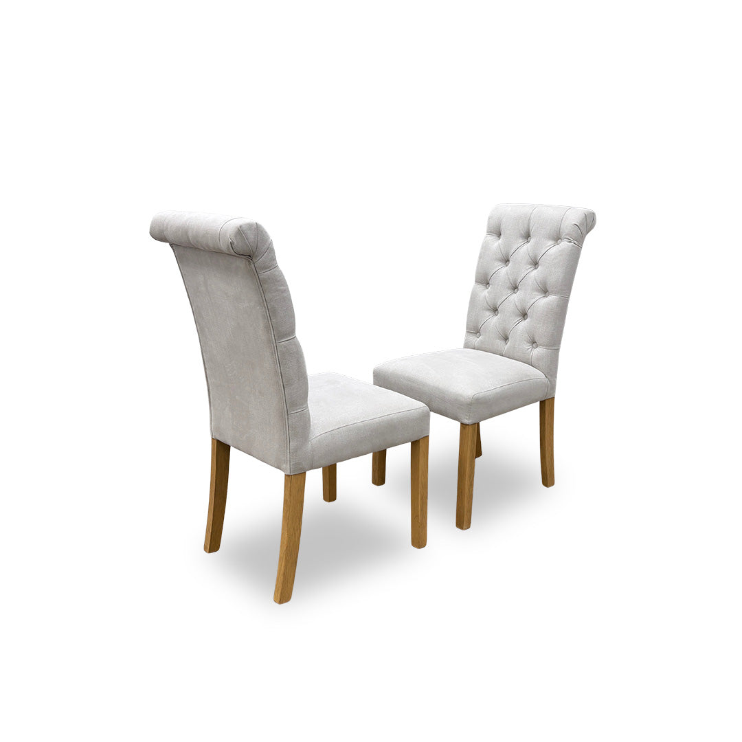 ‘Hamilton’ Taupe Fabric Pair of Button Back Chairs - Set of 2