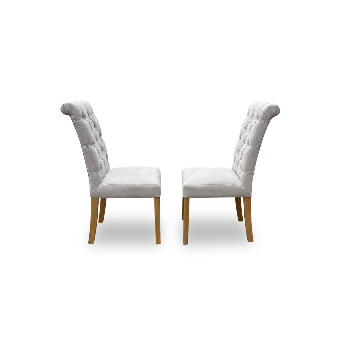 ‘Hamilton’ Taupe Fabric Pair of Button Back Chairs - Set of 2