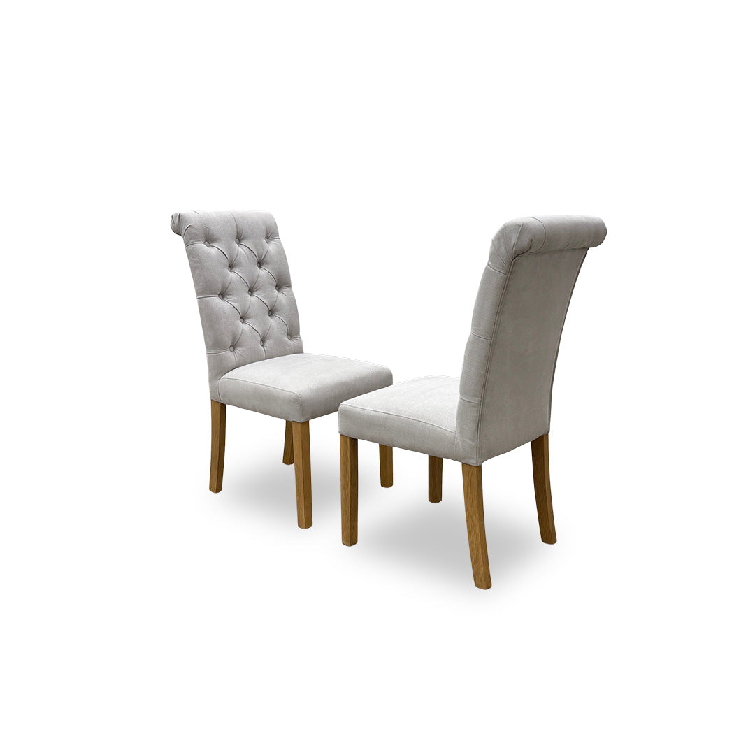 ‘Hamilton’ Taupe Fabric Pair of Button Back Chairs - Set of 2