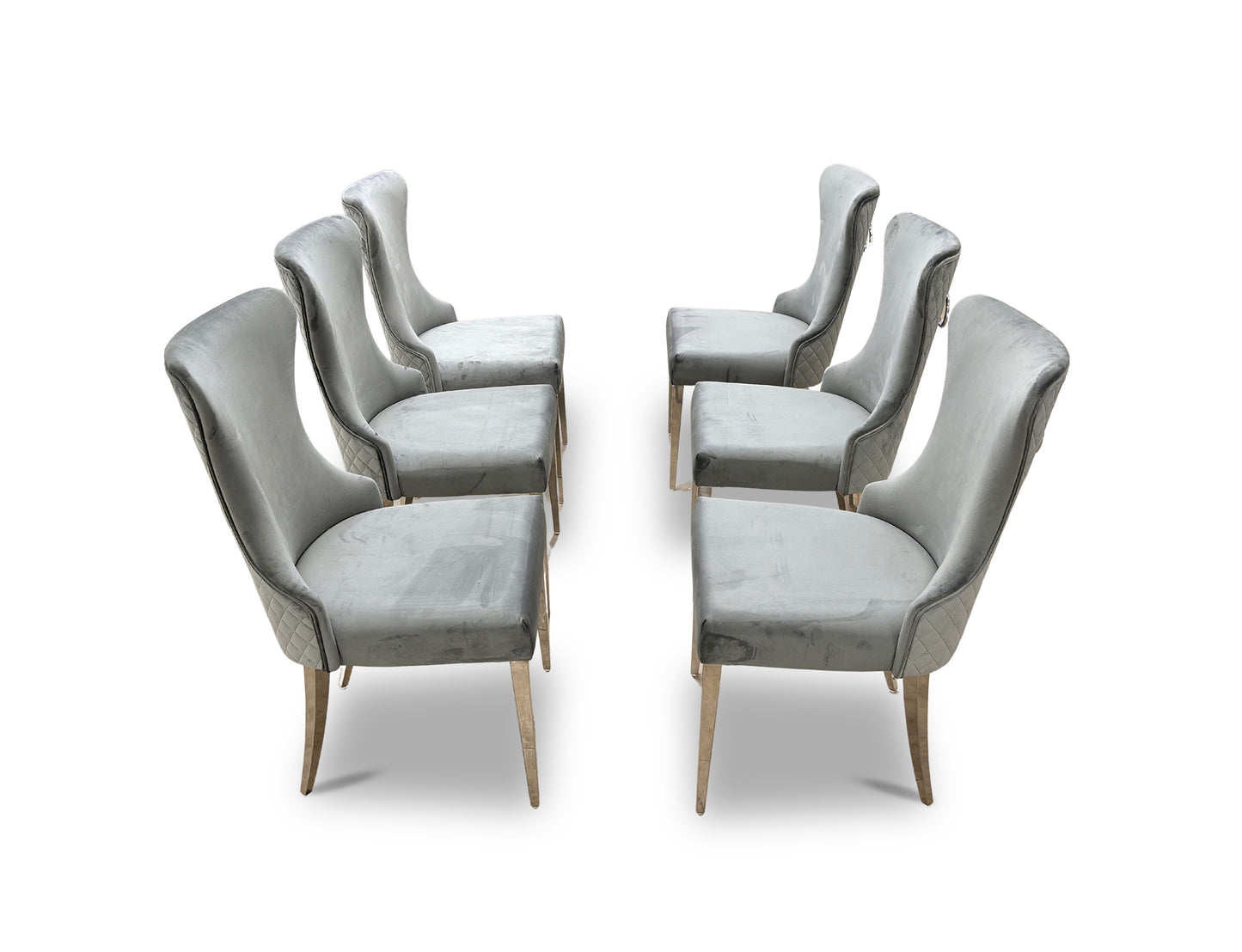 ‘Luann' Silver Velvet Dining Chairs Set of 6