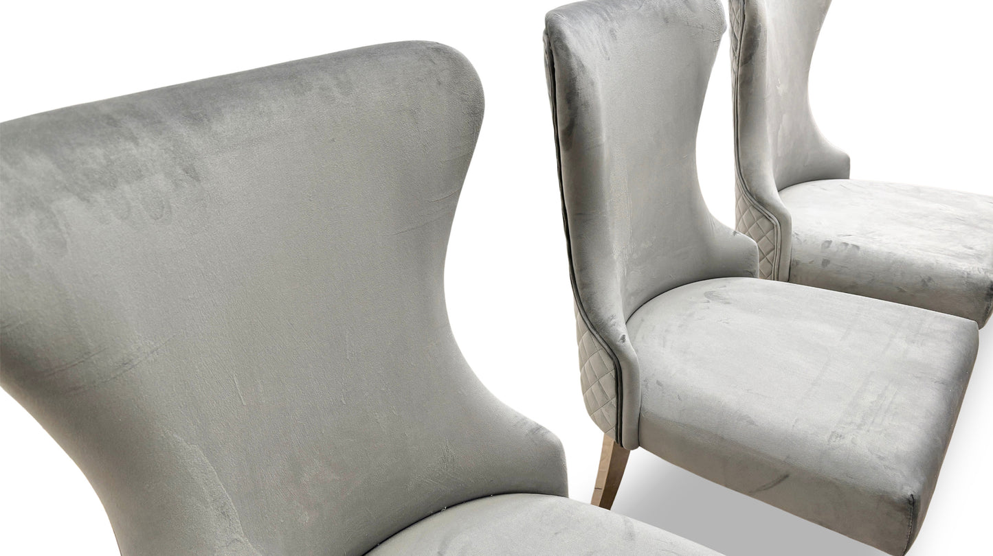 ‘Luann' Silver Velvet Dining Chairs Set of 6