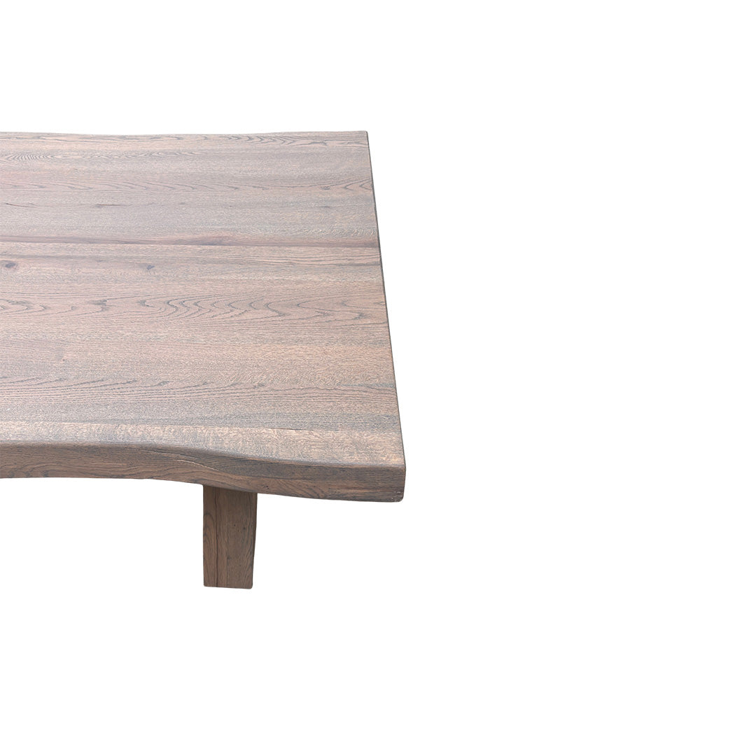 Bodahl 'Terra' 08 Vintage Grey Solid Oak Raw Edge 200cm Table with X-Shaped Legs