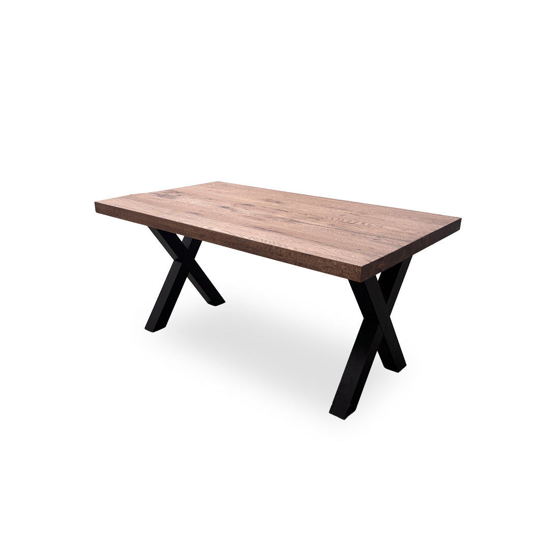 Bodahl Compact 'Terra' 04 Desert Solid Oak Straight Top 160cm Table with X-Shaped Metal Legs