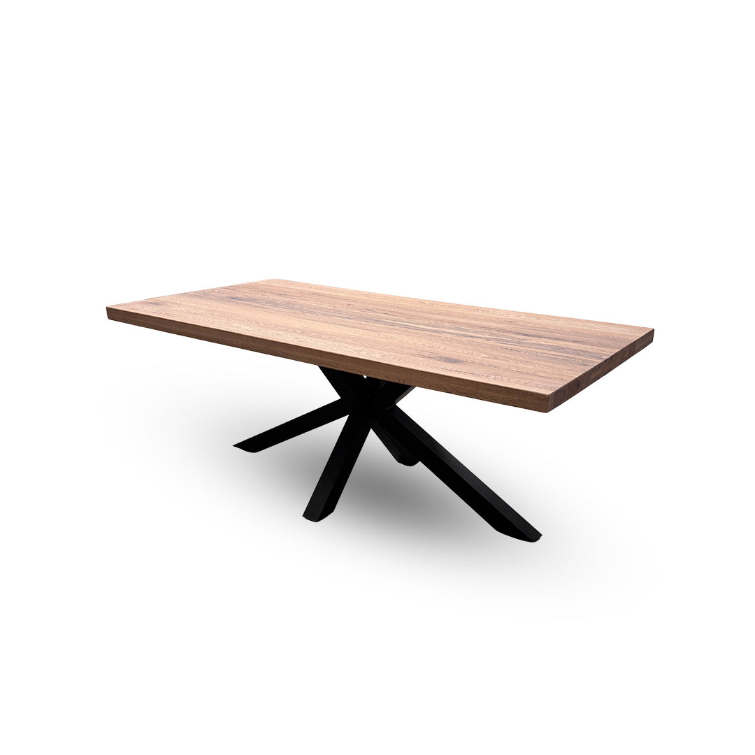 Bodahl 'Terra' 01 Oiled Solid Oak Straight Top 200cm Table with Metal Star Base