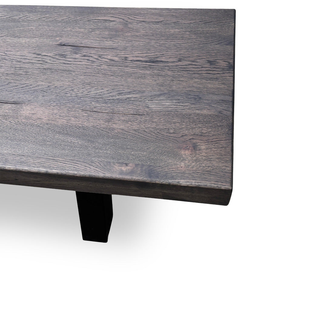 Bodahl 'Lok' 02 Smoked Solid Oak 220cm Dining Bench with Metal X-Shaped Legs