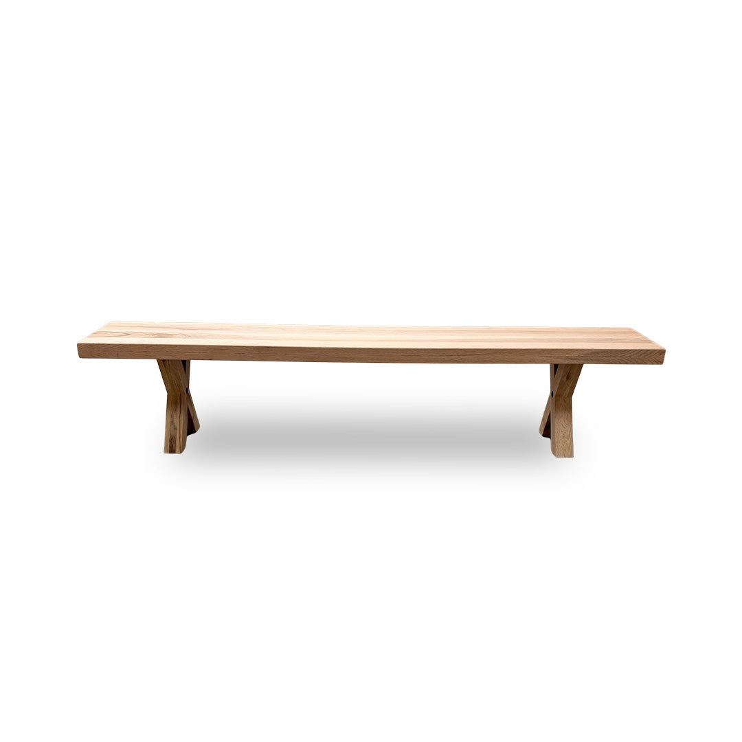 Bodahl 'Loki' 52 Natura Bianca Solid Oak 220cm Dining Bench with Wooden X-Shaped Legs