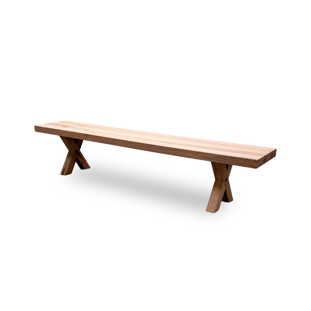 Bodahl 'Loki' 52 Natura Bianca Solid Oak 220cm Dining Bench with Wooden X-Shaped Legs