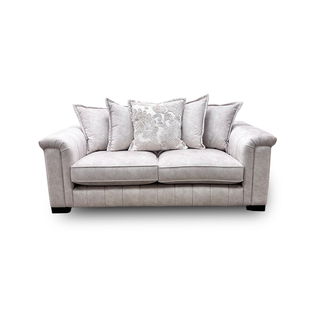 'Dolcie' Cream Combination Dolcie Combination Velvet Pillow Back 3 Seater Sofa