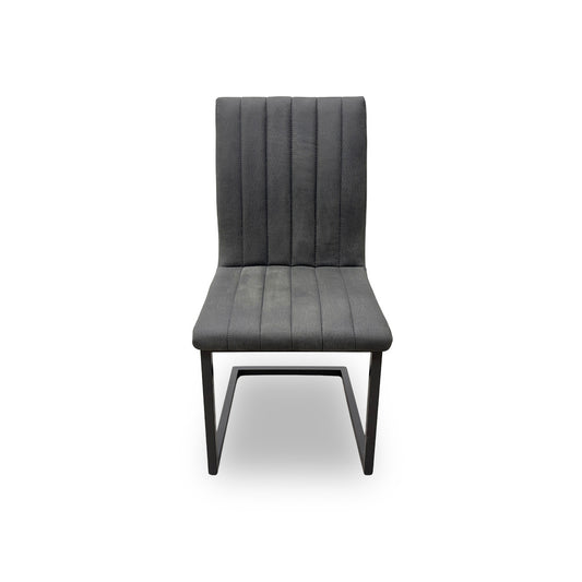 'Moon' Grey Faux Leather Cantilever Dining Chair