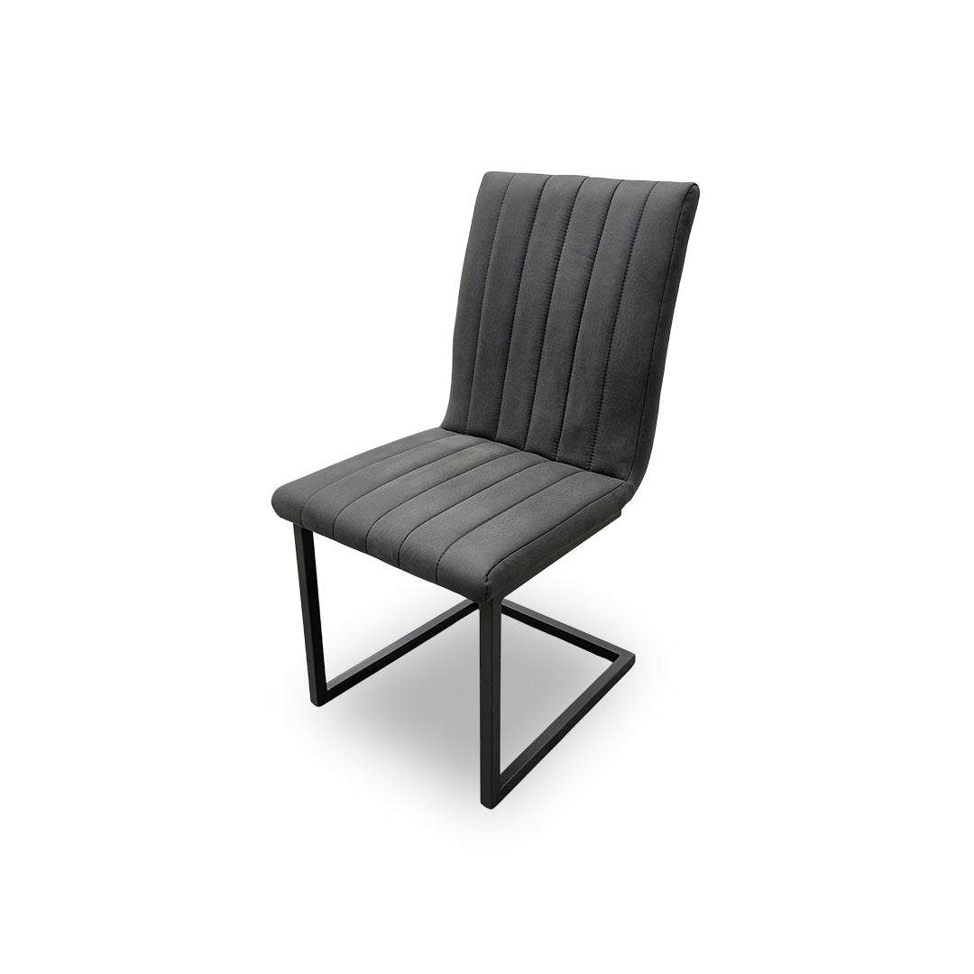 'Moon' Grey Faux Leather Cantilever Dining Chair