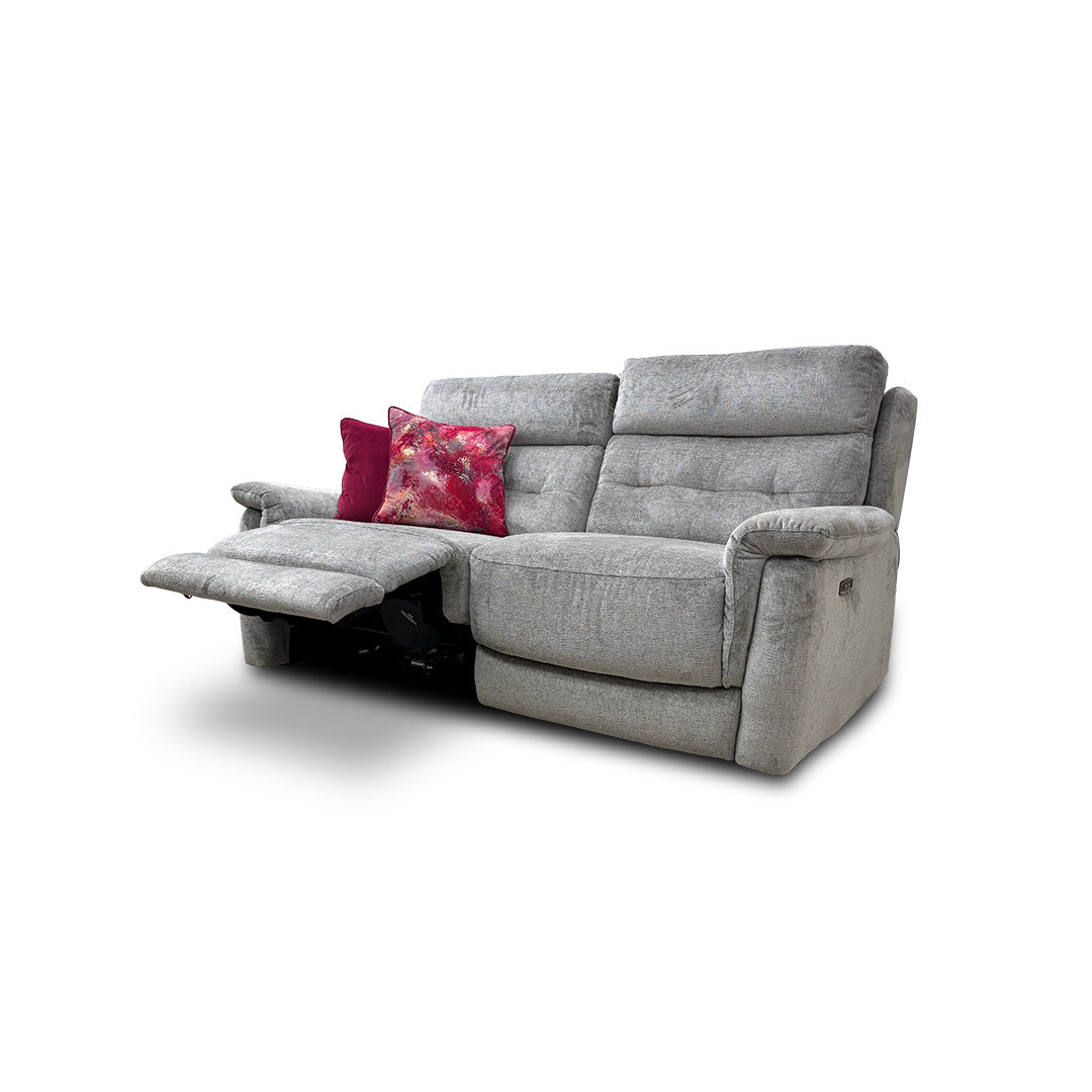 'Springer' Fab-Nts-R11 Dove Fabric Power Recliner 3 Seater Sofa