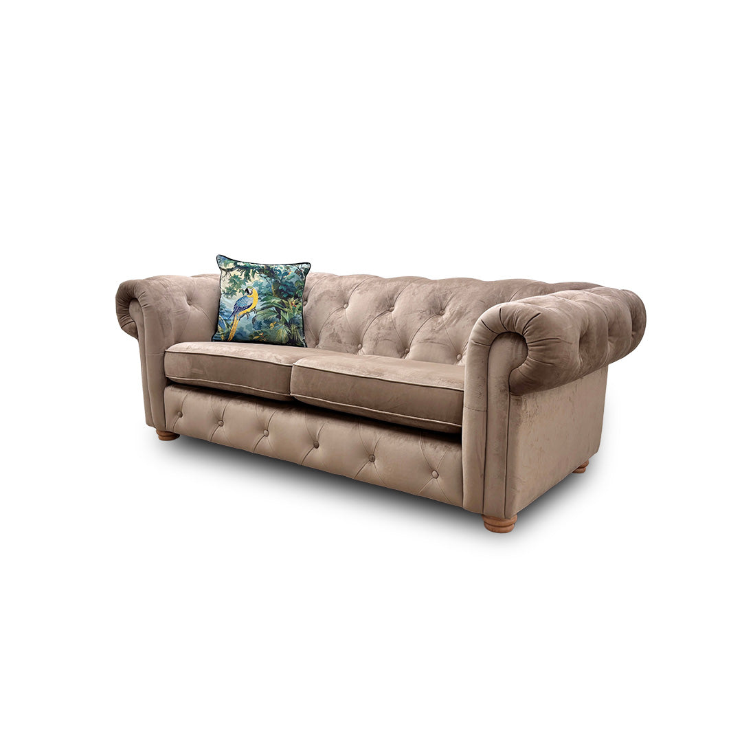 'Belair' Latte Sensual Velvet 3 Seater Sofa