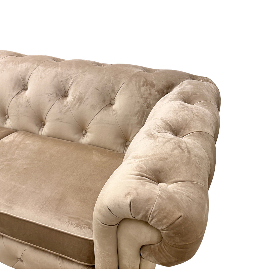 'Belair' Latte Sensual Velvet 3 Seater Sofa