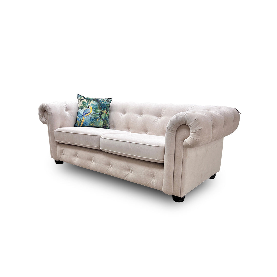'Belair' Cream Plaza Linen 3 Seater Sofa