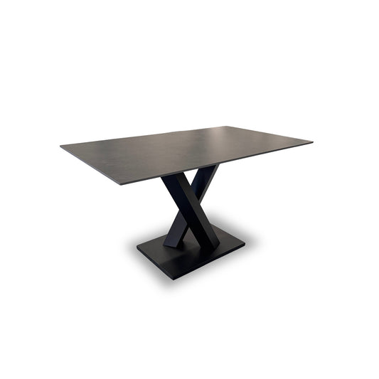 'Warrior' Grey Sintered Stone Ceramic Top 135cm Compact Fixed Dining Table