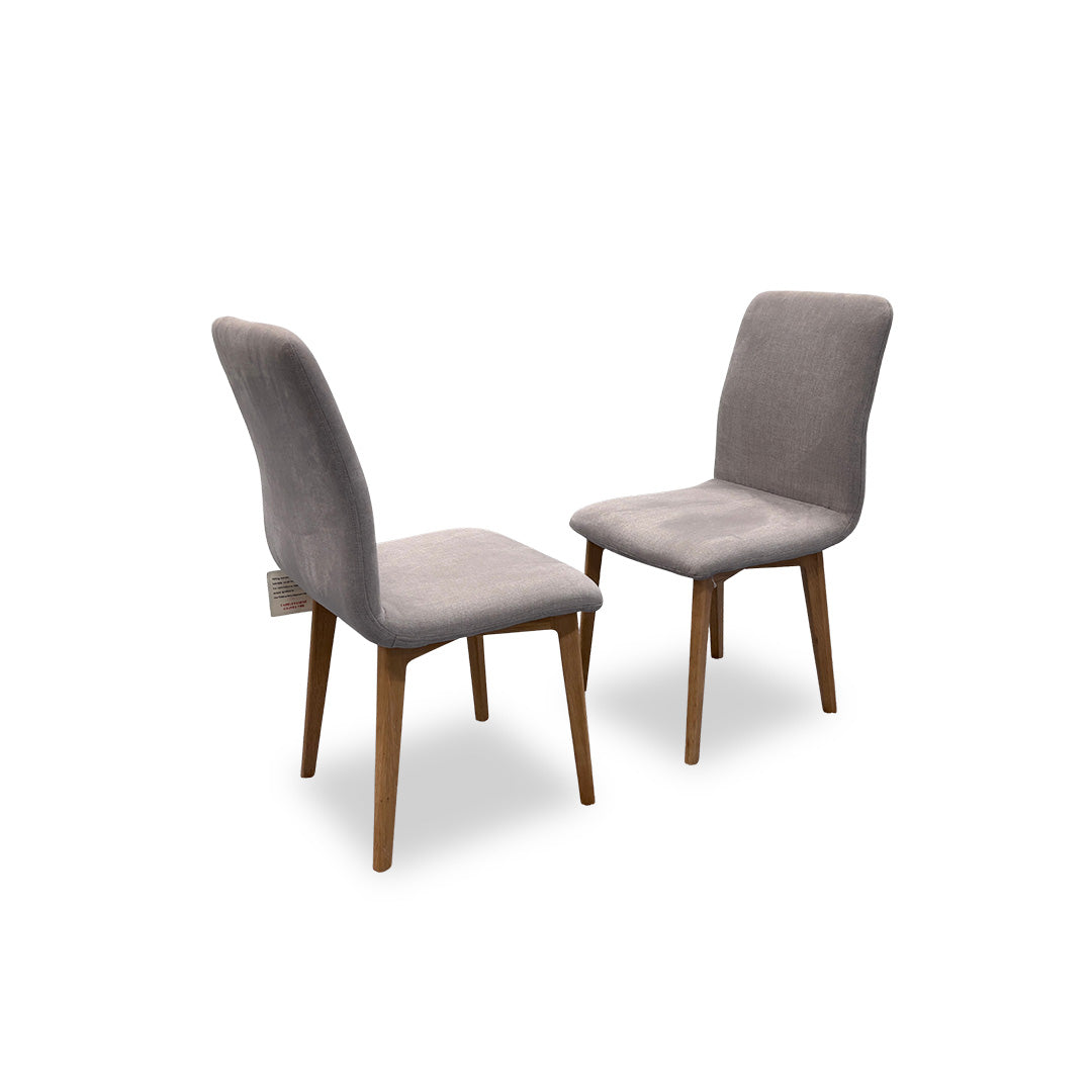 'Noel' Grey Upholstery Wooden Leg Dining Chair - Set of 2