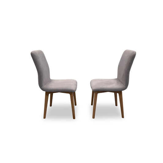 'Noel' Grey Upholstery Wooden Leg Dining Chair - Set of 2