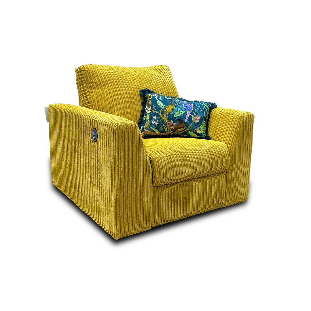 ‘Heydon' Mustard Marley Fabric Power Recliner Chair