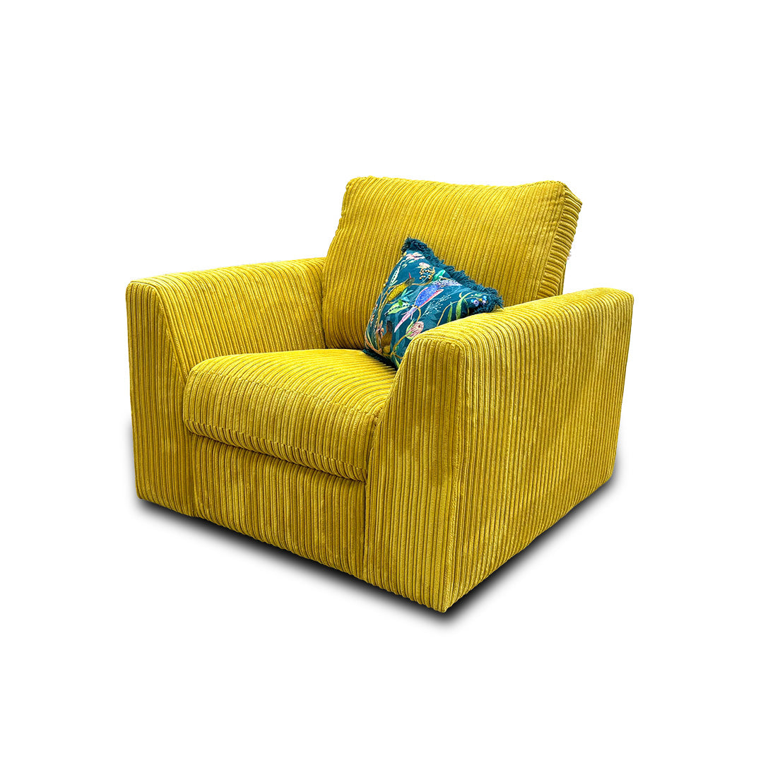 ‘Heydon' Mustard Marley Fabric Power Recliner Chair